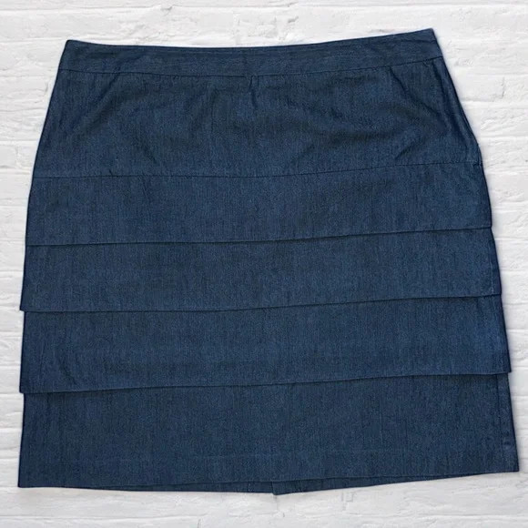 Larry Levine Stretch Denim Blue Tiered Pencil Skirt Women’s 16 - Picture 1 of 4